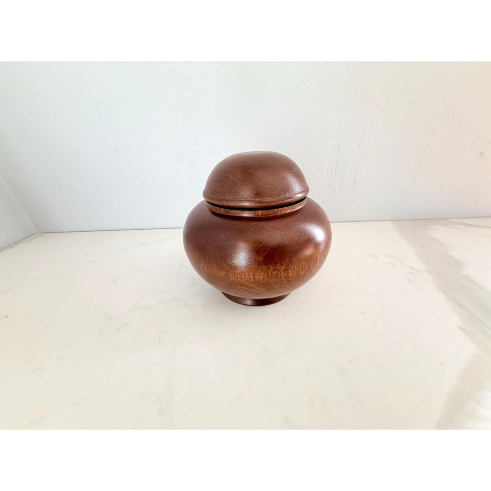 Vintage Wooden Lidded Cylinder Bubble Jar Mid Century Hand Turned Smooth Surface